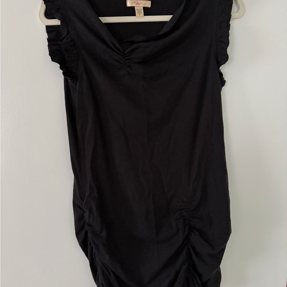 Lux Ruched Black Top | Anthropologie